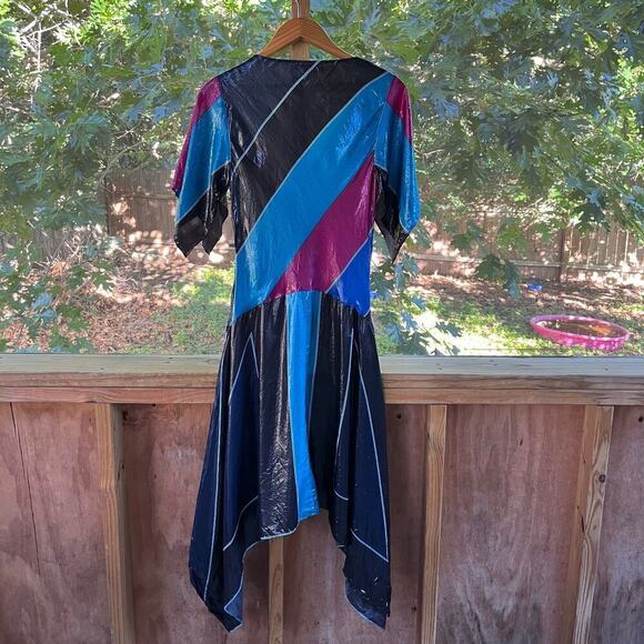 Diane Von Furstenburg Silk Metallic Colorblock Dress Size 10 - Picture 5 of 11